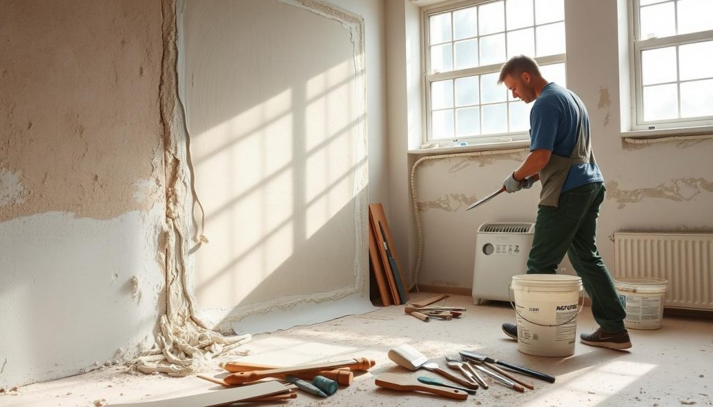 Verarbeitung von Sanierungsputz